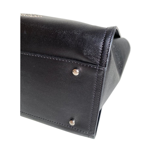 Chanel Deauville Tote Black Caviar Leather Silver - Preloved