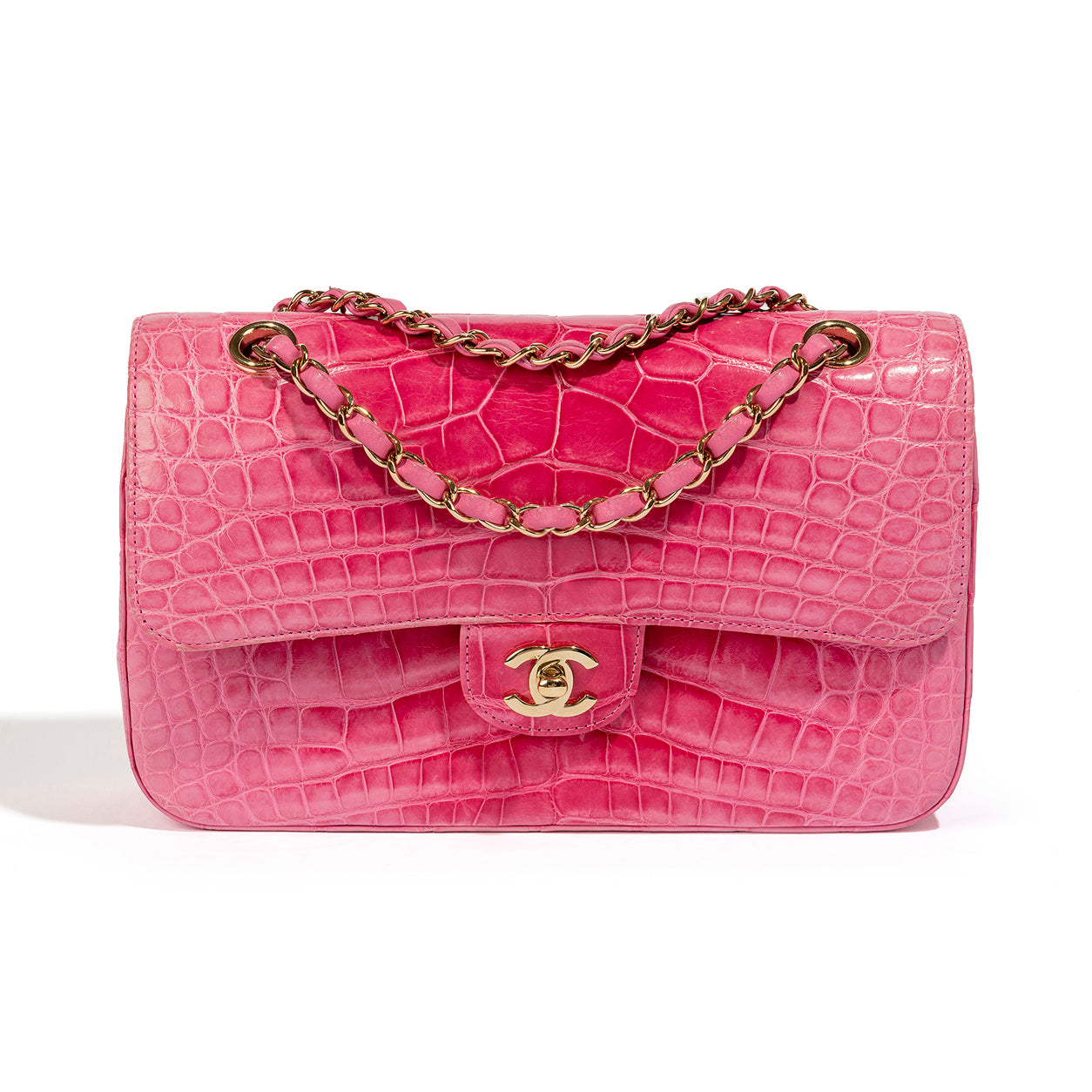 Chanel Double Flap Medium Pink Exotic GHW - Preloved