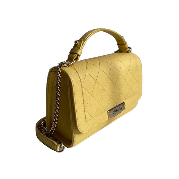 Chanel Label Click Bag Yellow Calfskin GHW - Preloved