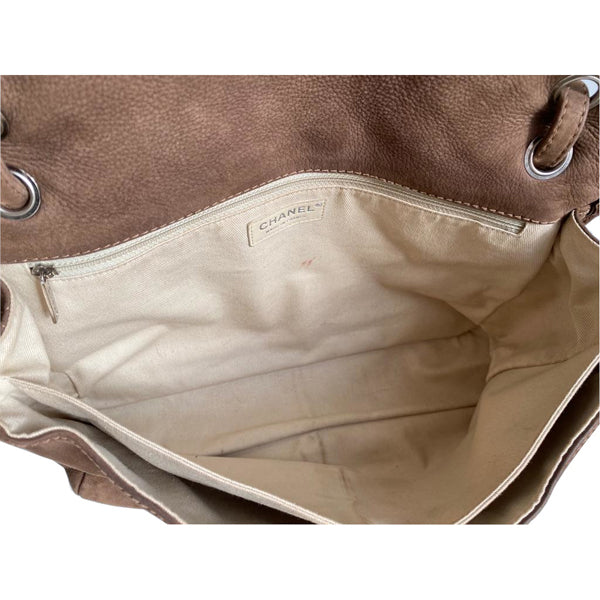 Chanel Maxi Flap Bag Nubuck Silver - Preloved