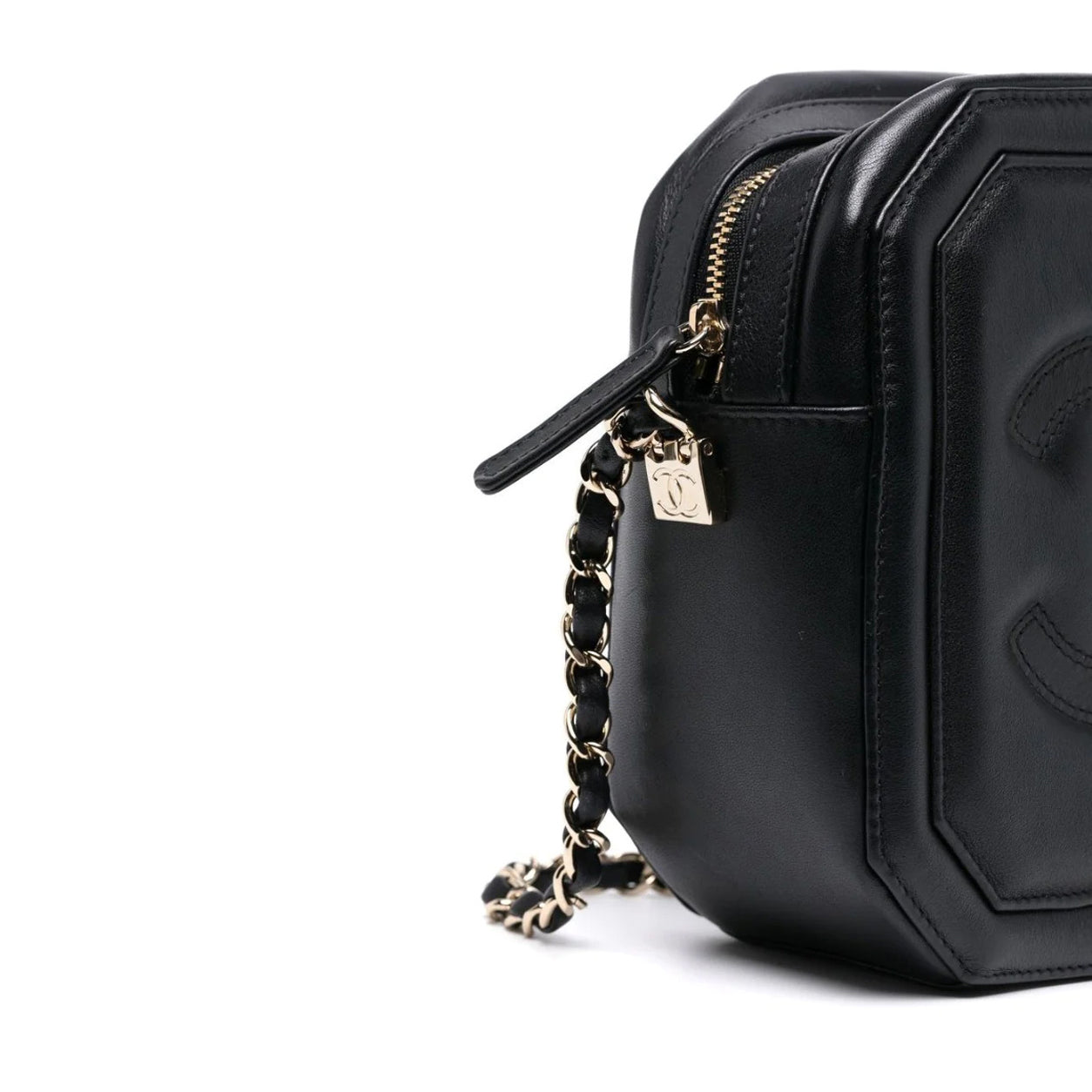 Chanel Octagon Camera Bag Black Lambskin PHW - Preloved