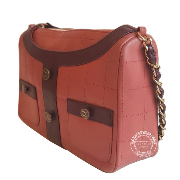 Chanel Small Girl Shoulder Bag Pink Quilted Calfskin