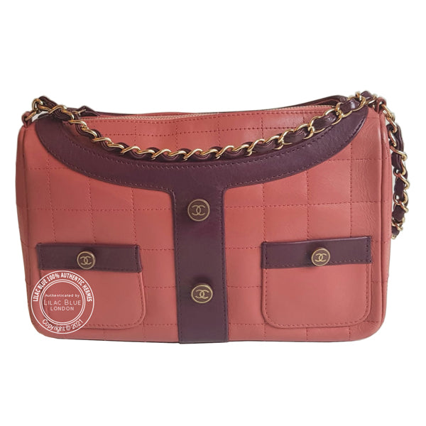 Chanel Small Girl Shoulder Bag Pink Quilted Calfskin