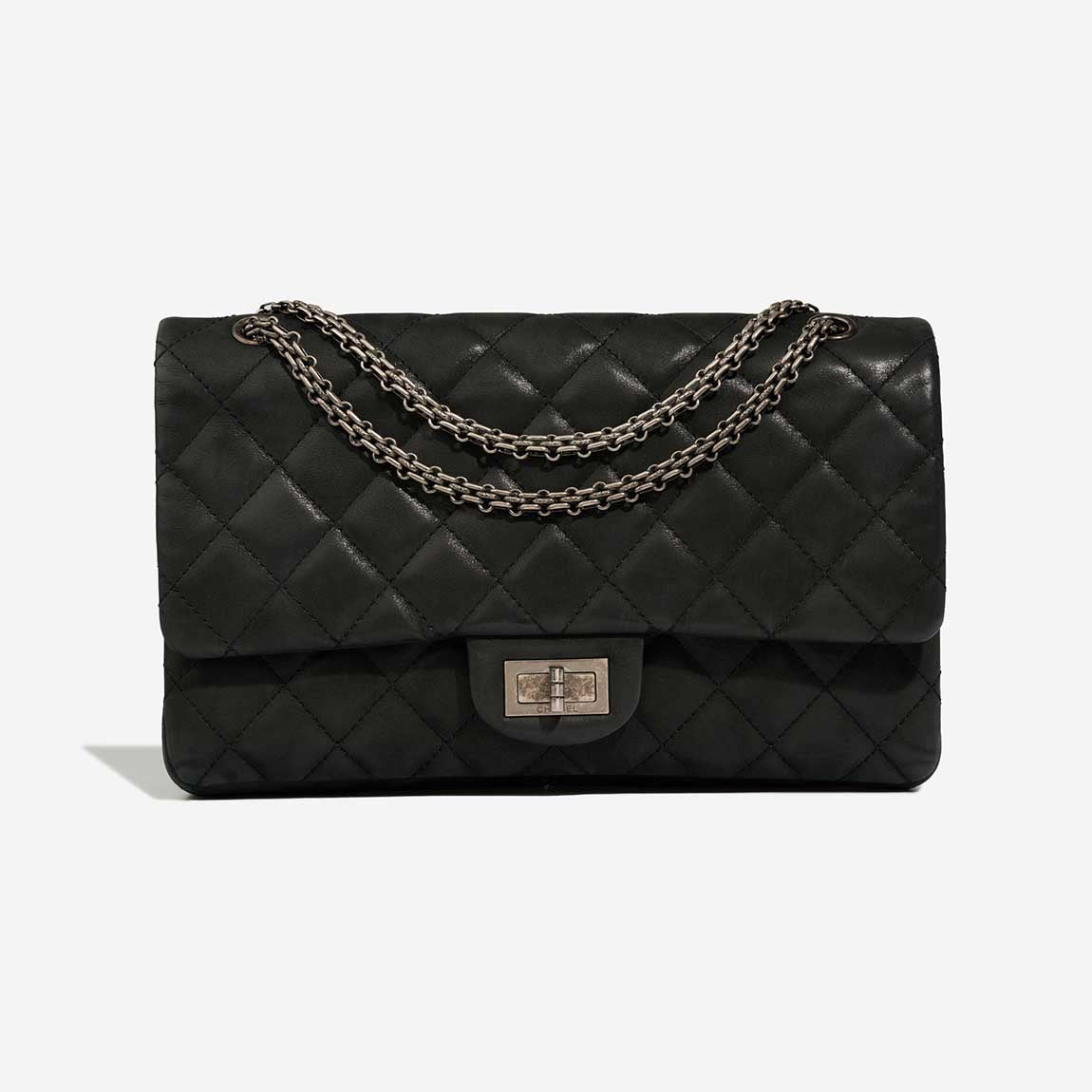 Chanel 2.55 227 Reissue Anthracite Coated Calf Ruthenium Hardware - Preloved
