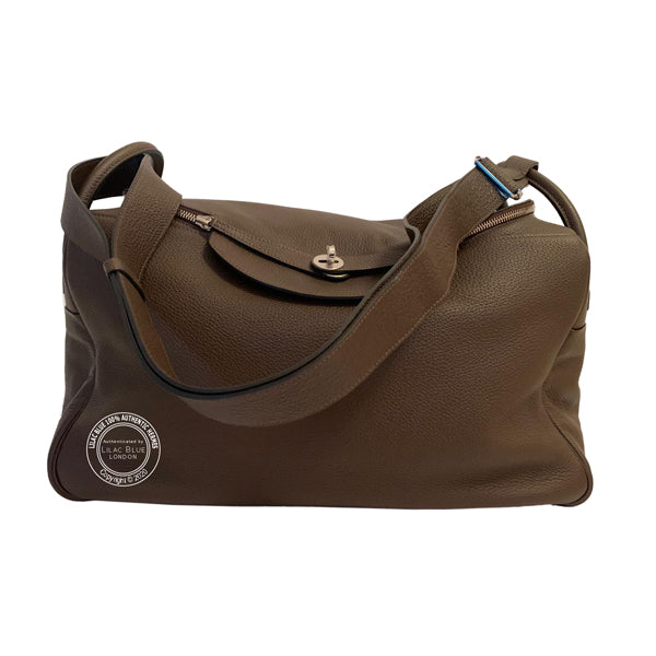 Hermès Lindy 45cm Chocolate Clemence PHW