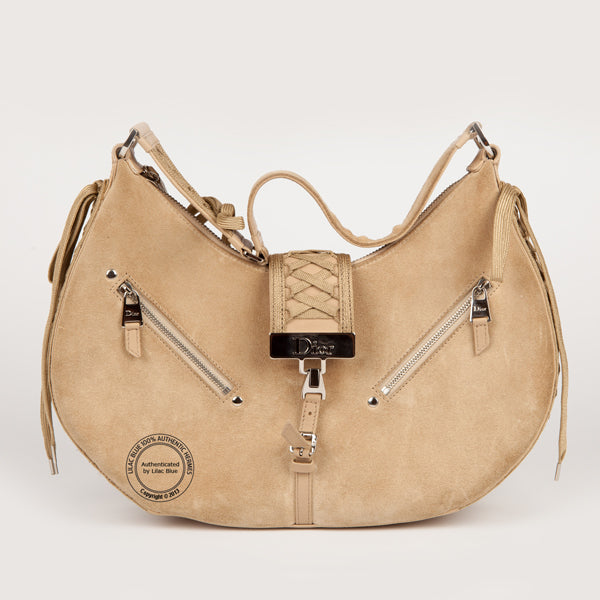 Christian Dior Beige Suede Small Shoulder Bag