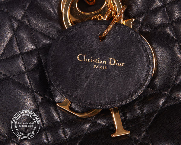 Christian Dior Black Bag. Gold, Lambskin - Preloved