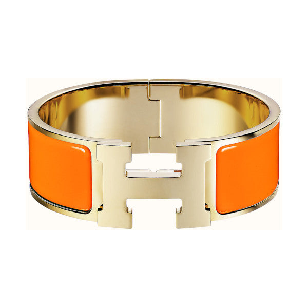 Hermès Clic Clac H Orange with Silver Hardware