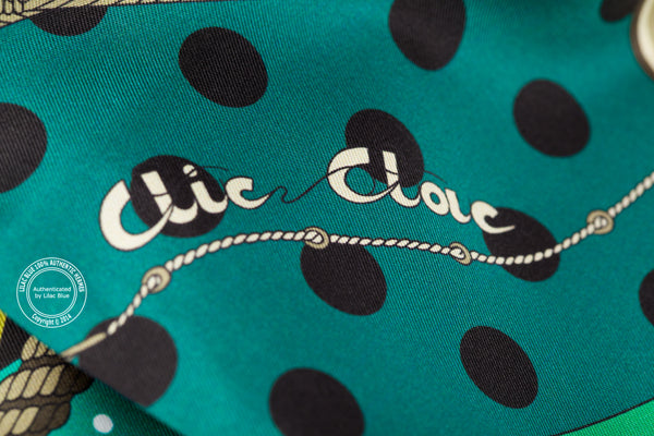 Hermès Maxi Twilly Clic Clac a Pois. Green - Preloved