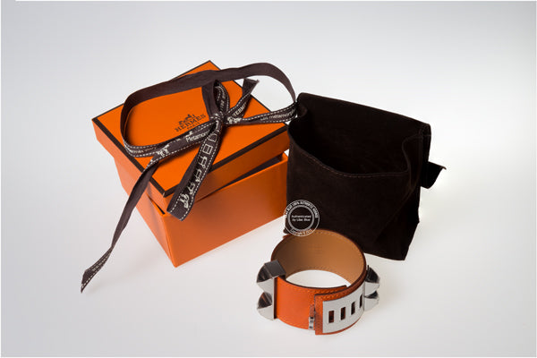 Hermès Collier de Chien in Orange with Silver Hardware