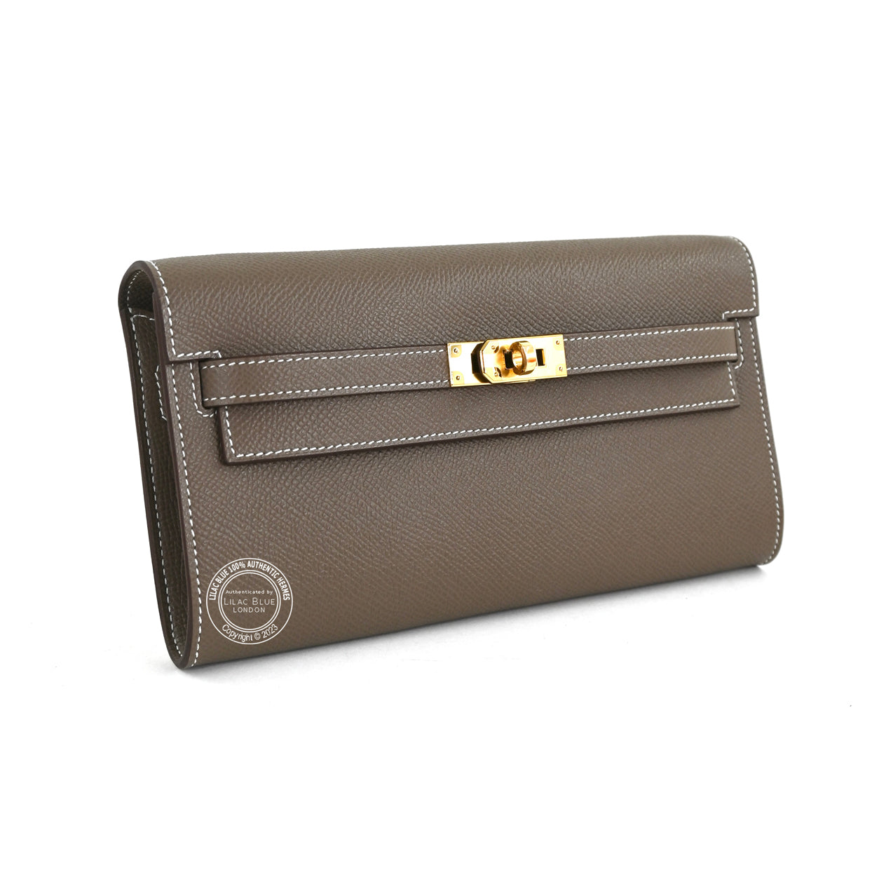 Hermès Kelly Wallet to Go Etoupe Epsom GHW