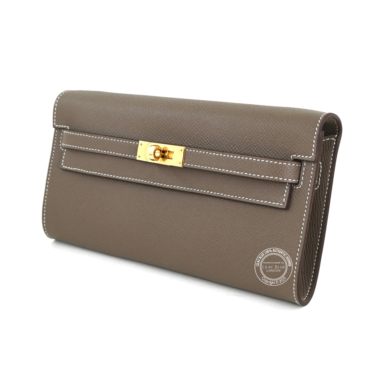 Hermès Kelly Wallet to Go Etoupe Epsom GHW