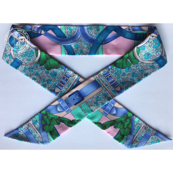 Hermès Twilly Grand Manège Fleuri. Pale, Turquoise & Parme (2 pieces)