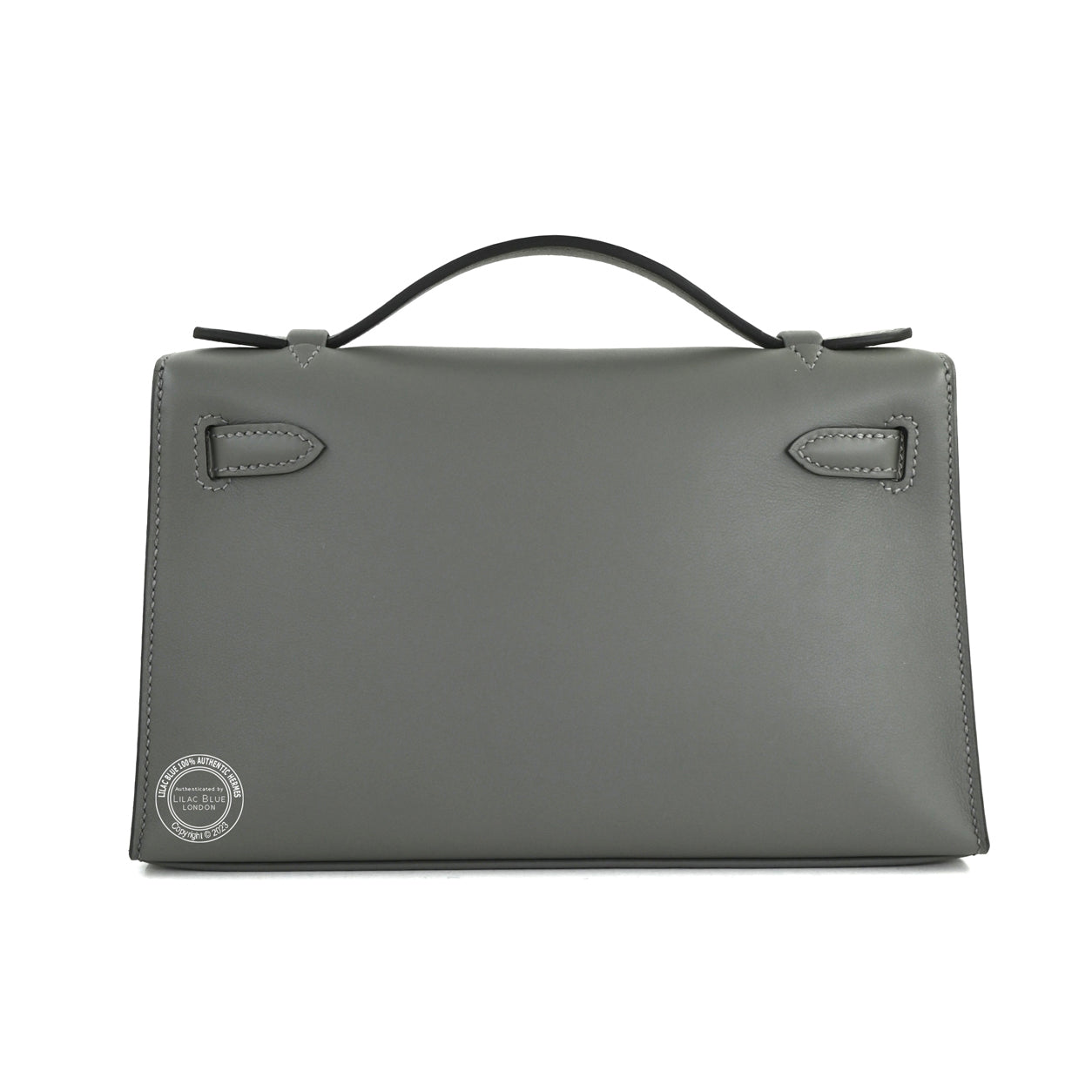 Hermès Kelly 22cm Gris Meyer Pochette Swift GHW