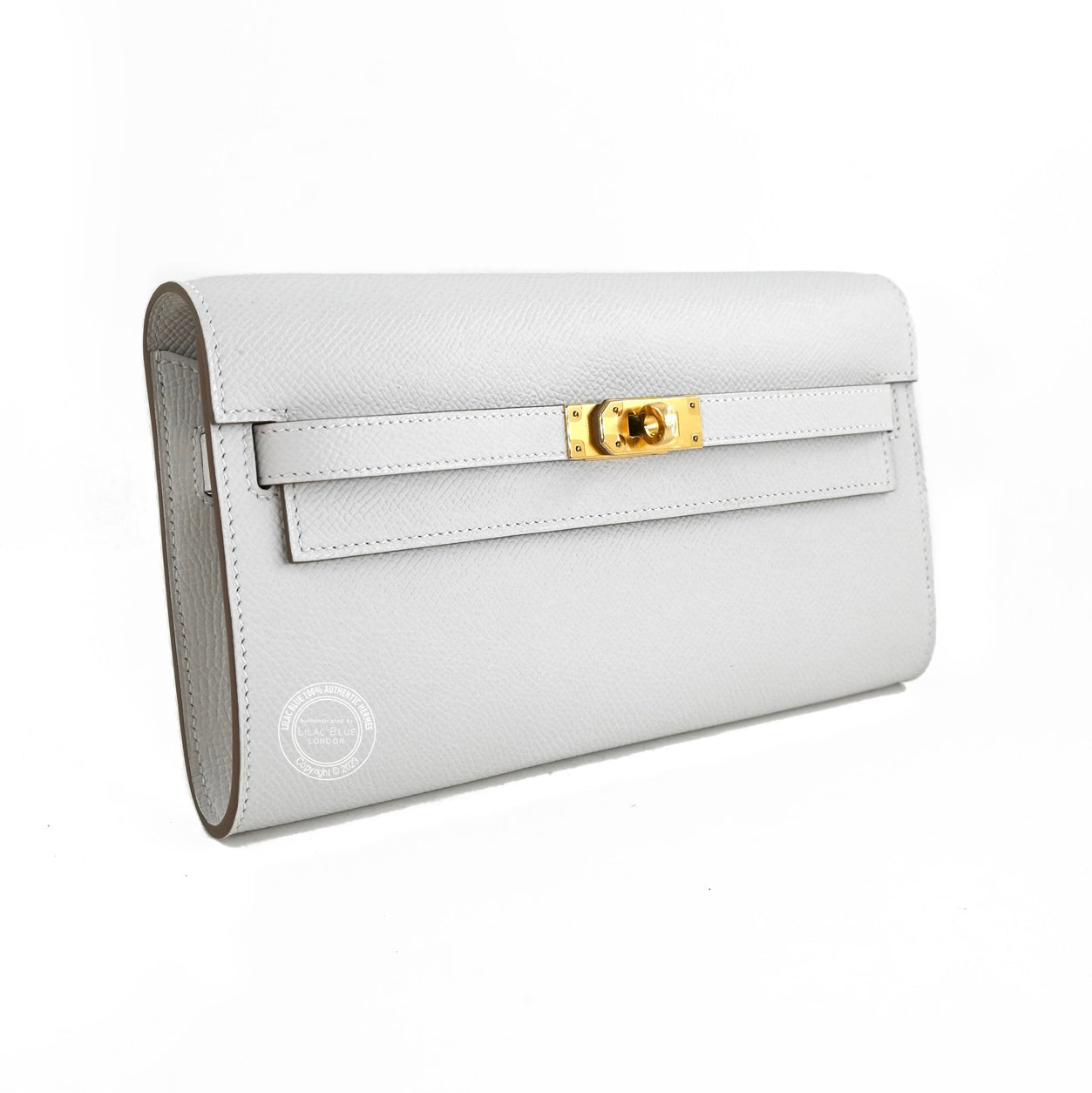 Hermès Kelly Wallet to Go Gris Pale Epsom GHW