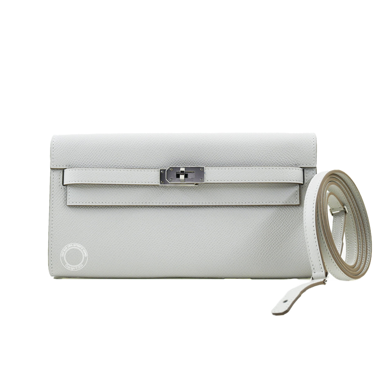 Hermès Kelly 20cm Wallet To Go Gris Pale Epsom PHW