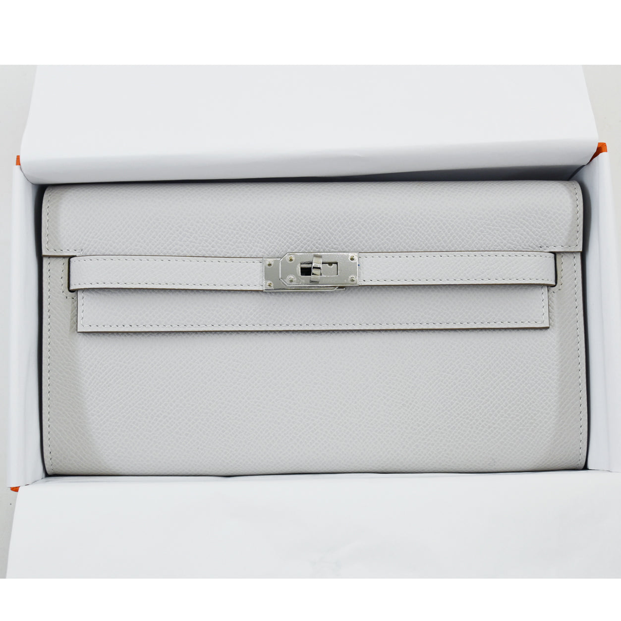 Hermès Kelly 20cm Wallet To Go Gris Pale Epsom PHW