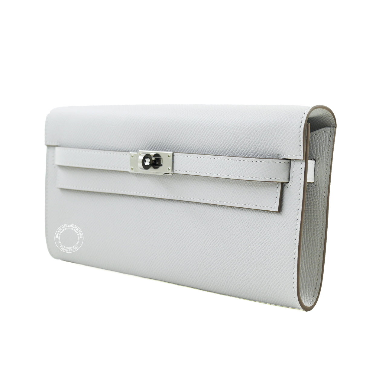 Hermès Kelly 20cm Wallet To Go Gris Pale Epsom PHW