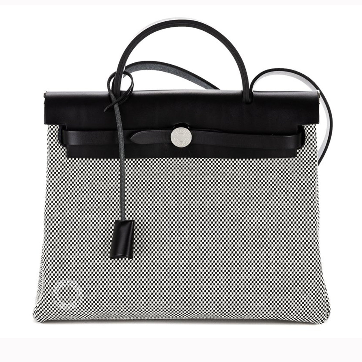 Hermès Herbag 31cm Black & Ecru Hunter & Toile Q PHW
