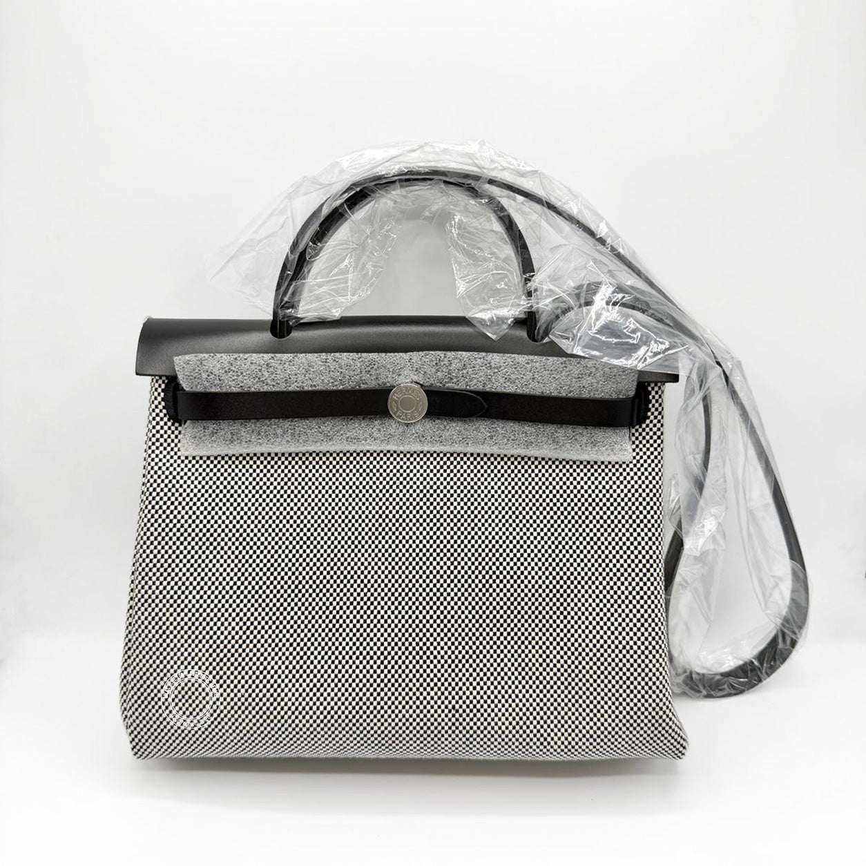 Hermès Herbag 31cm Black & Ecru Hunter & Toile Q PHW