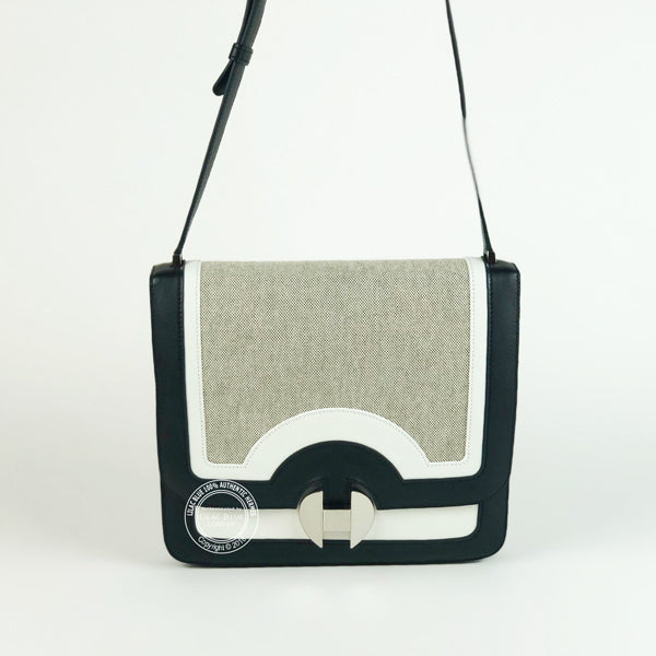 Hermès 2002 Black/White/Grey Swift/Canvas Palladium