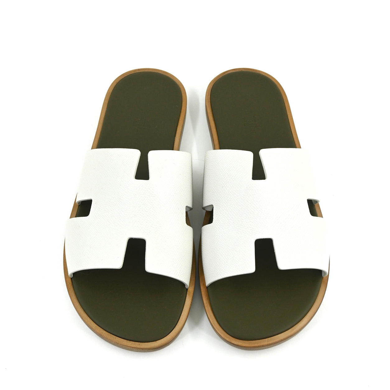 Hermès Izmir Sandals Beige Glaise/Vert Toundra