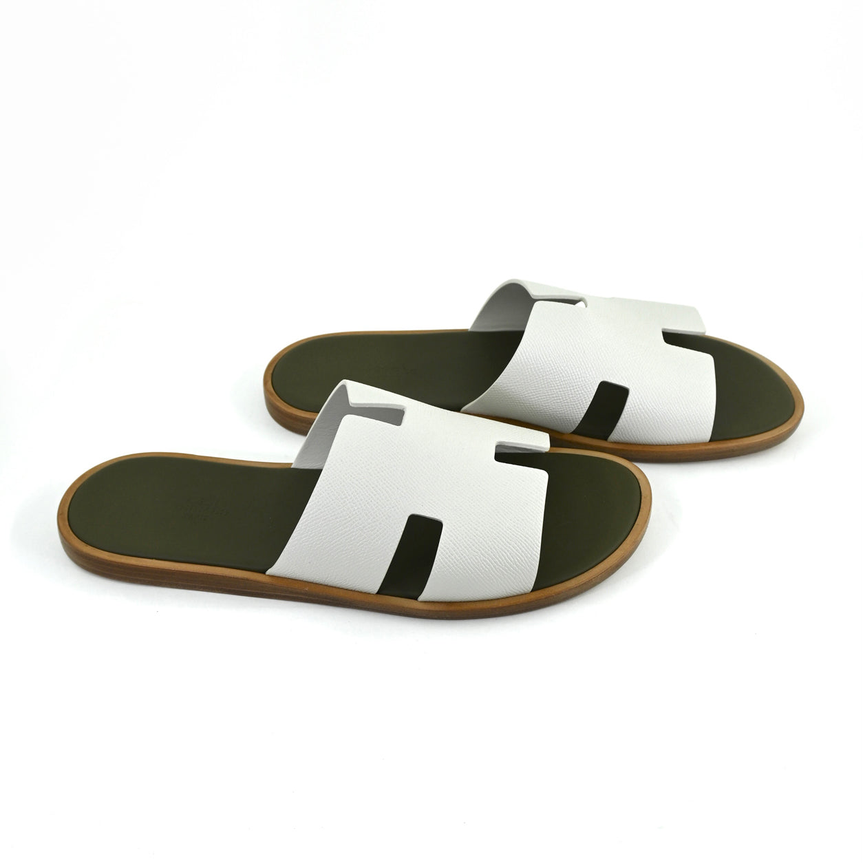 Hermès Izmir Sandals Beige Glaise/Vert Toundra