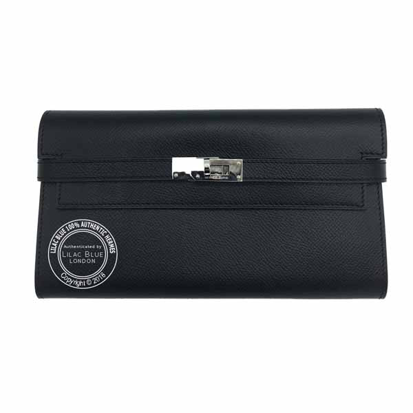 Hermès Kelly Wallet Black Epsom PHW