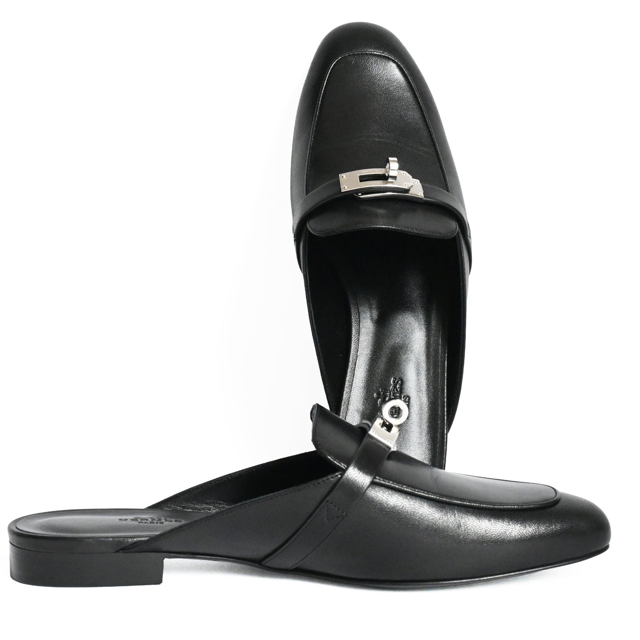 Hermes Oz Mules Black PHW