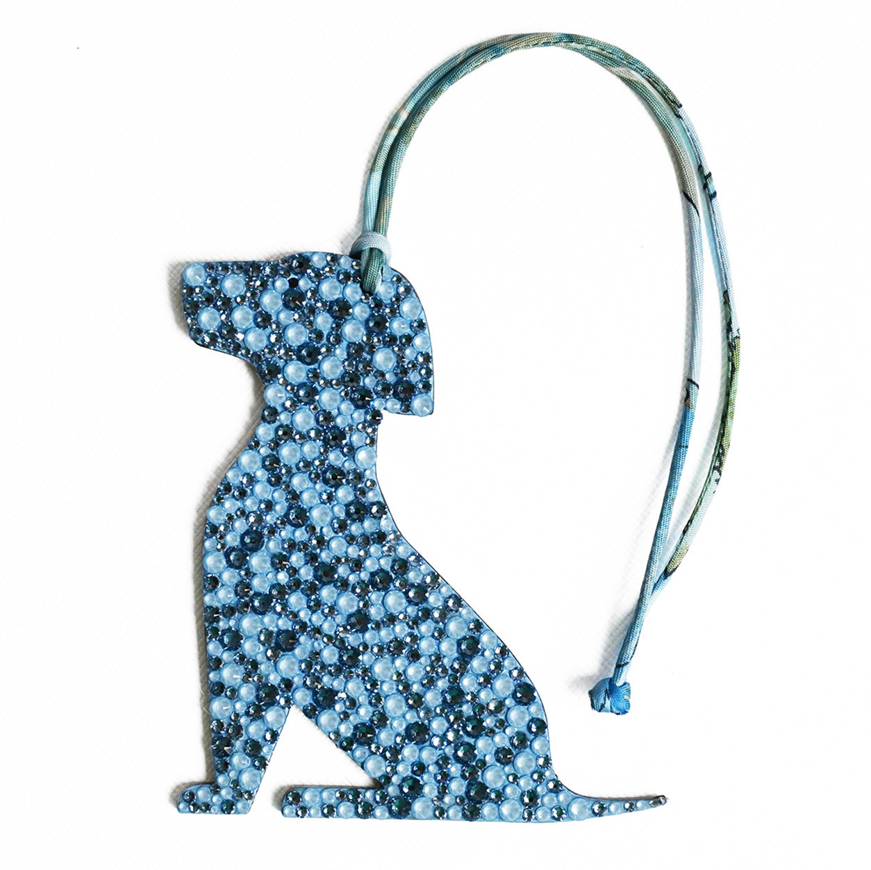 Hermès Dog Charm. Blue with Swarovski Crystal