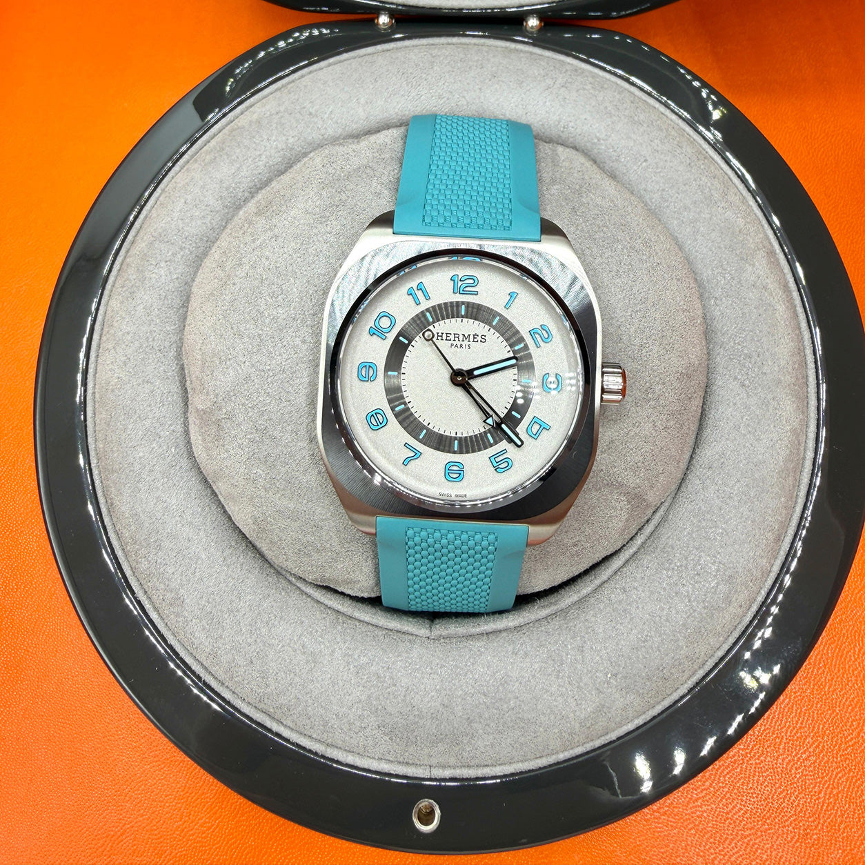 Hermès H08 Titanium with Bleu St Cyr Strap