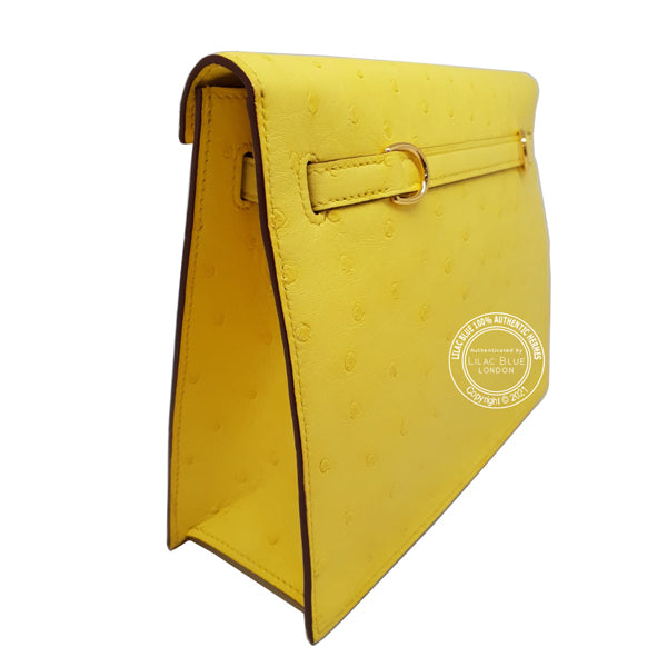 Hermès Kelly Danse Jaune Citron Ostrich GHW