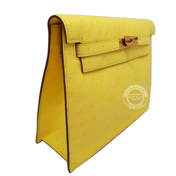 Hermès Kelly Danse Jaune Citron Ostrich GHW