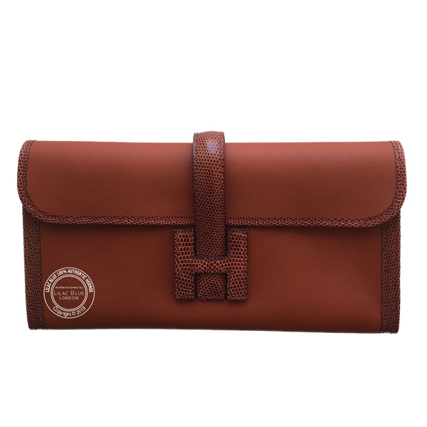 Hermès Jige Elan 29cm Cuivre/Etrusque Swift & Lizard
