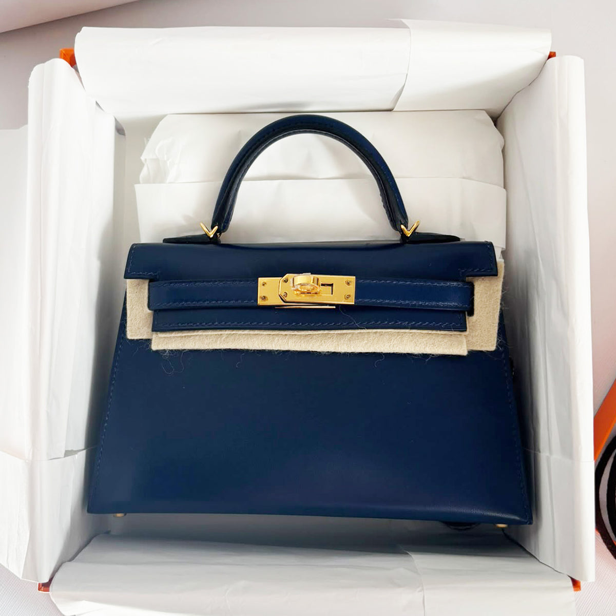Hermès Kelly 20cm Bleu Saphir Box GHW