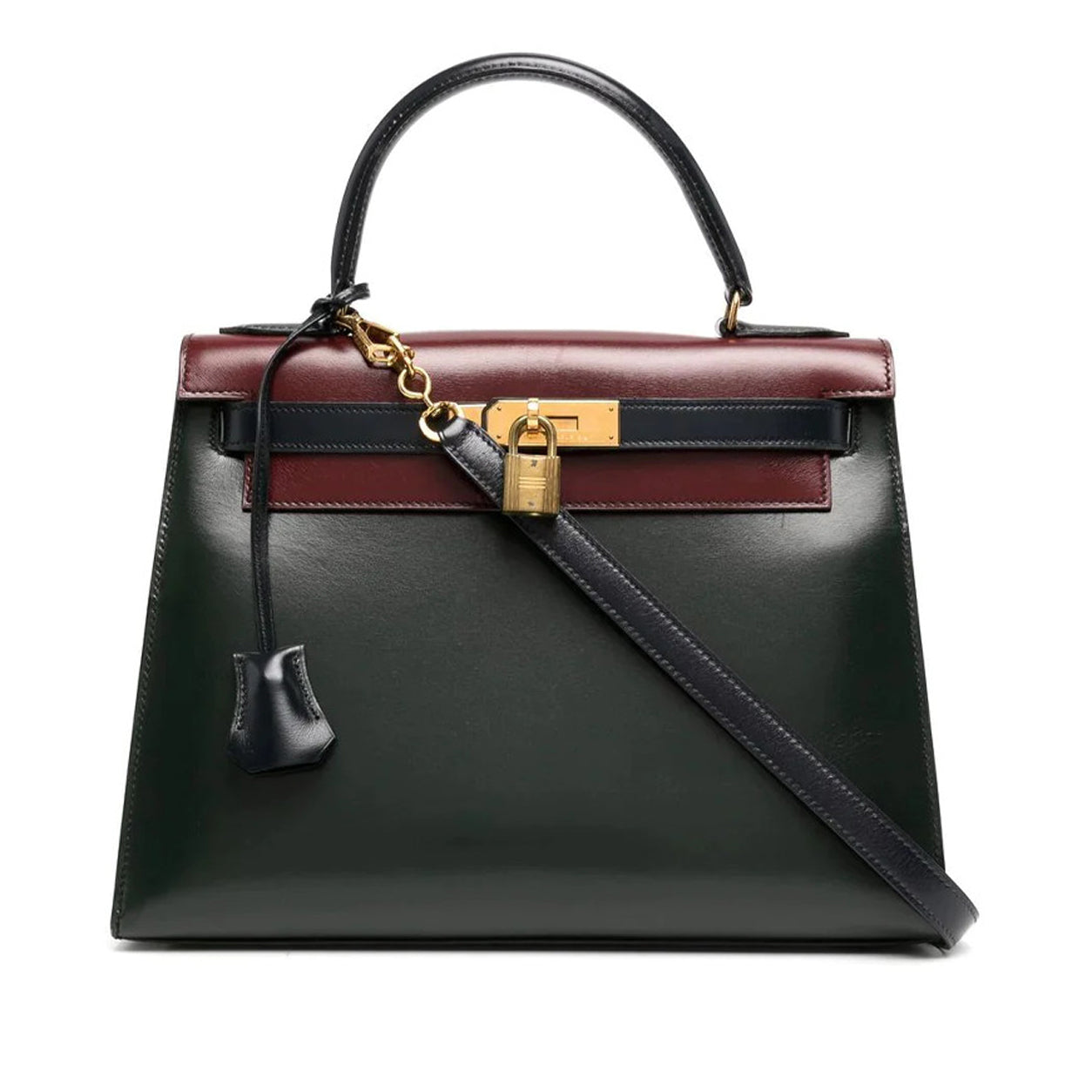 Hermès Kelly 28cm Tri Colour Box GHW - Preloved