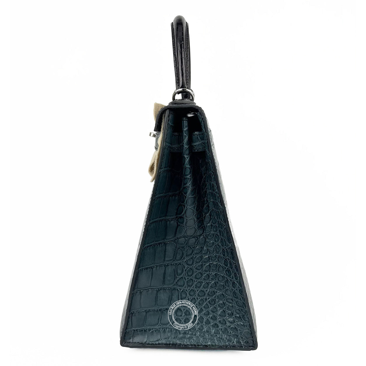 Hermès Kelly 28cm Black/Vert Bosphore/Vert Rousseau Shiny & Matte Croc PHW