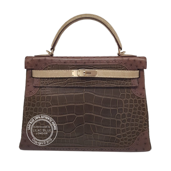 Hermès Kelly 32cm Grand Marriage Permabrass