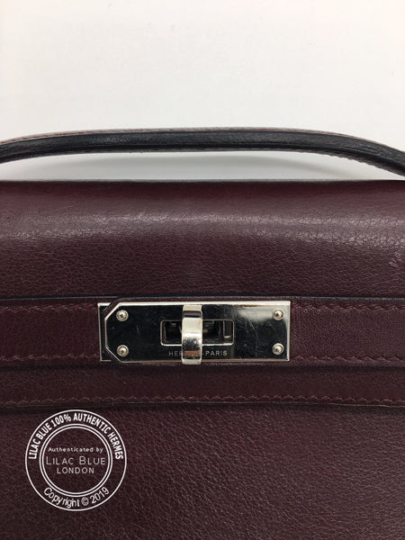 Hermès Kelly 31cm Prune Cut Pochette Swift PHW - Preloved