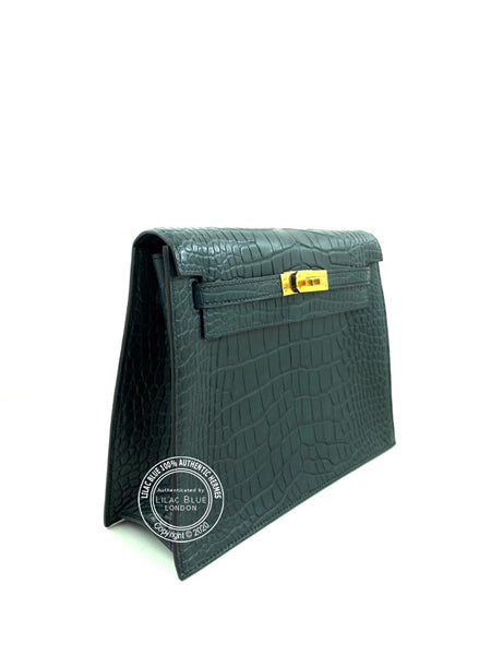 Hermès Kelly Danse Vert Rousseau Matte Croc - GHW