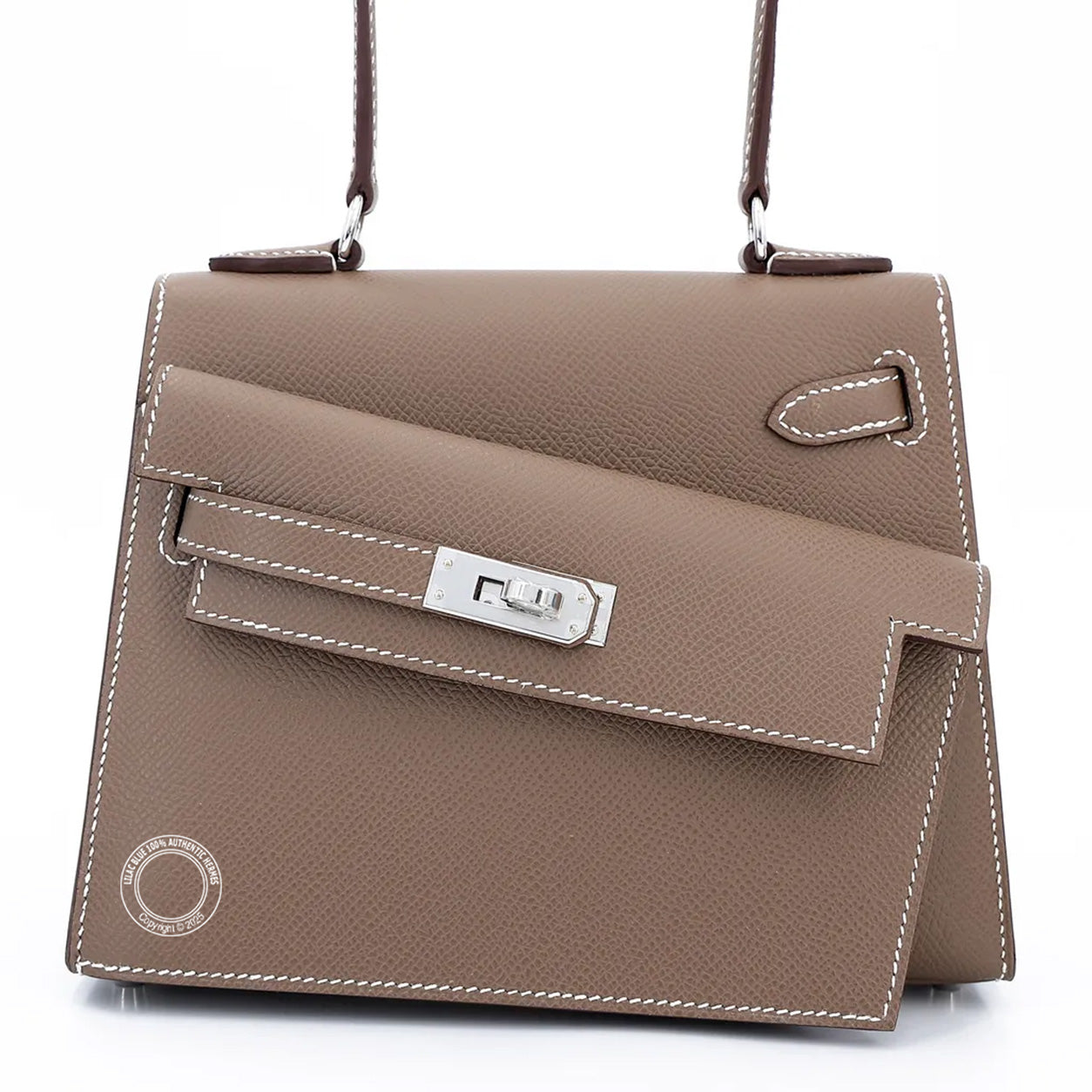 Hermes Kelly 20cm Etoupe Desordre Epsom PHW