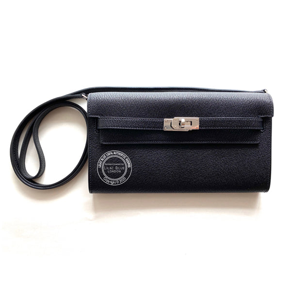 Hermès Kelly Wallet to Go Black Chevre PHW