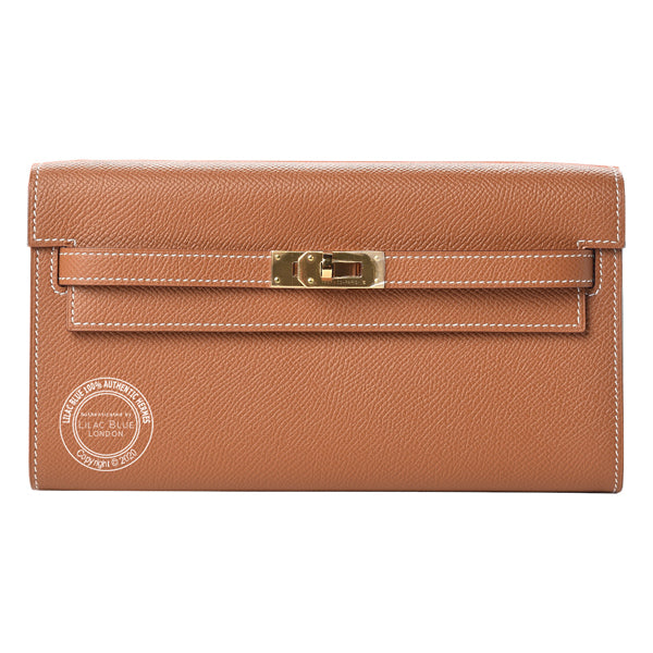 Hermès Kelly Wallet to Go Gold Epsom GHW