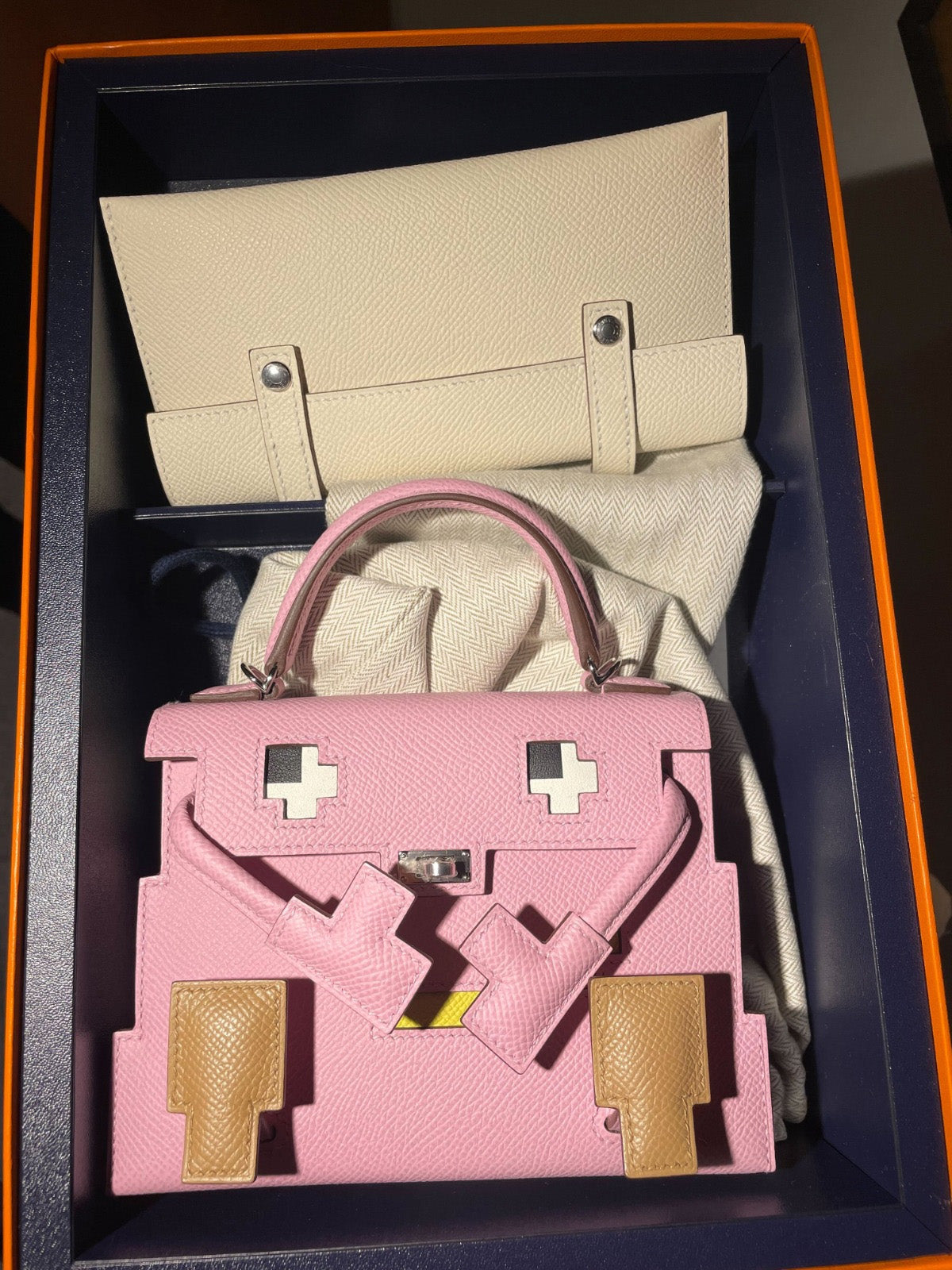 Hermès Kelly Doll Picto 19cm Mauve Sylvestre Epsom PHW