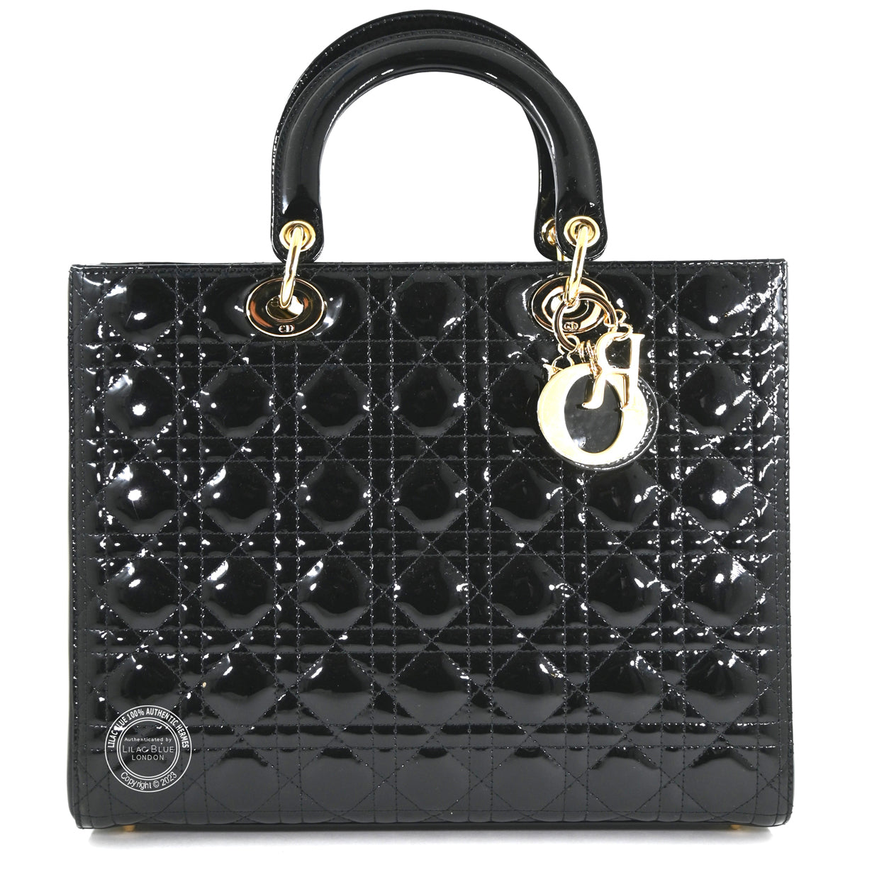 Lady Dior Black Patent Leather GHW - Preloved