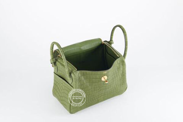 Hermès Lindy 30cm Pelouse Matte Croc GHW