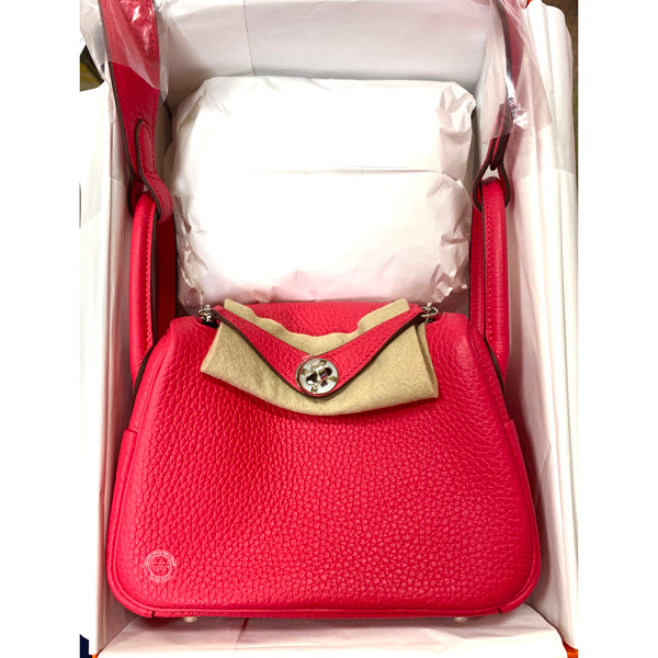 Hermès Lindy 20cm Rose Extreme Clemence PHW