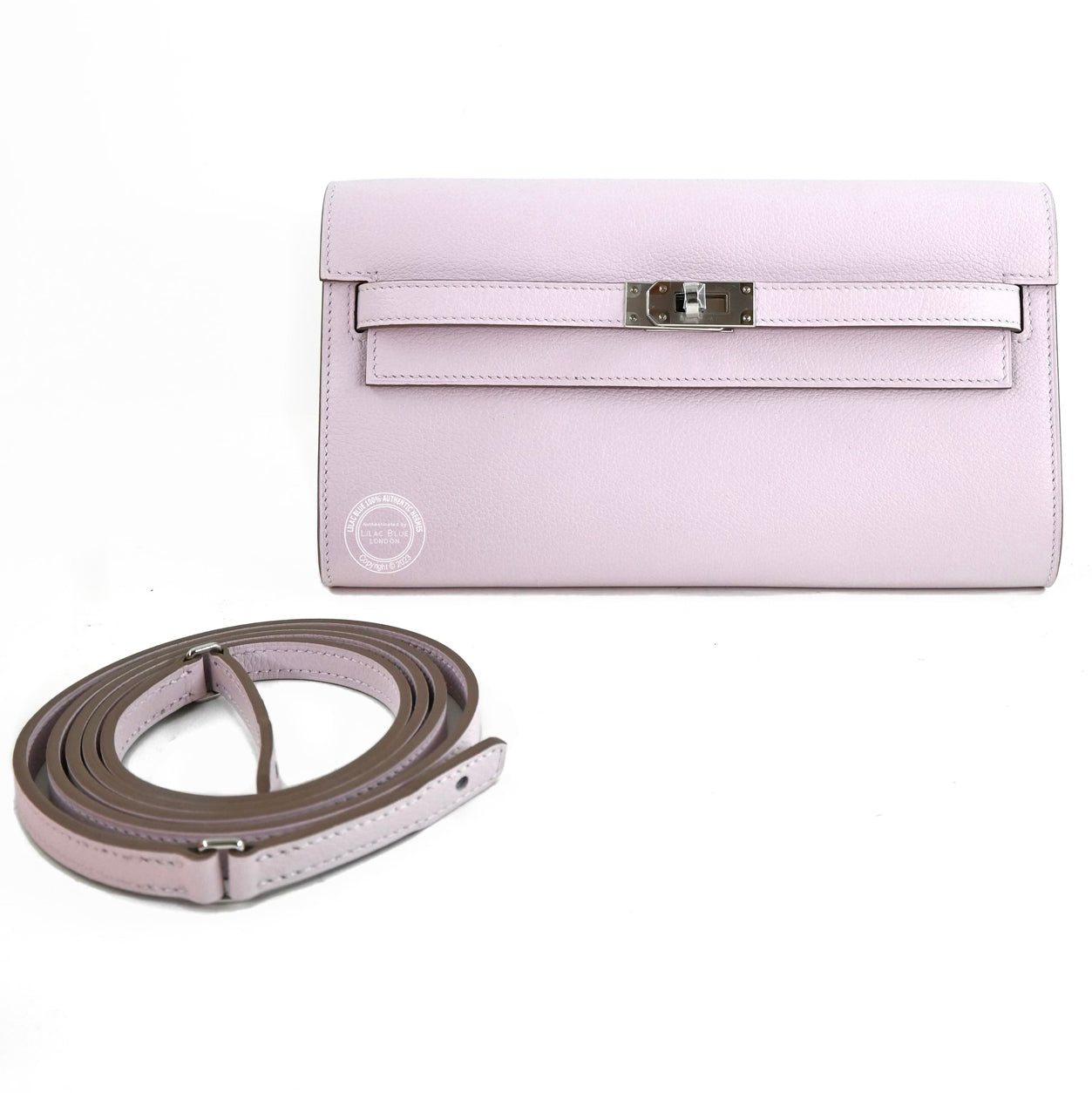 Hermès Kelly 20cm Wallet to Go Mauve Pale Evercolor PHW