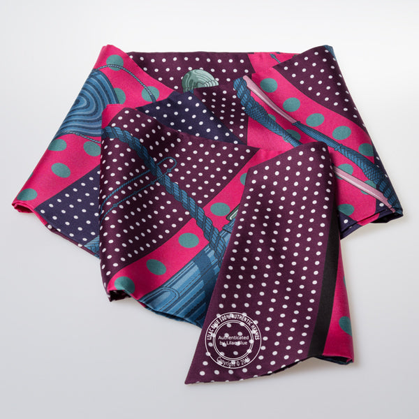 Hermès Maxi Twilly Clic Clac a Pois. Fuschia, Bleu - Preloved