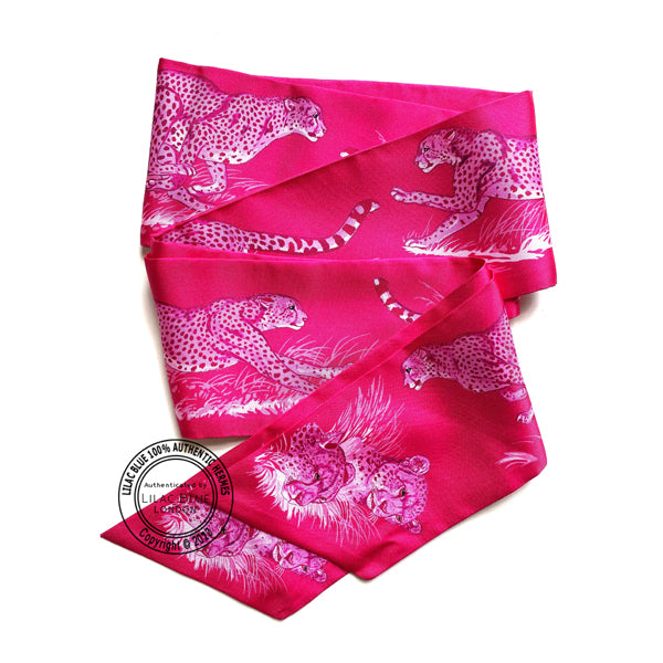 Hermès Maxi Twilly Slim Guepards. Fuschia, Rose Vif, Prune